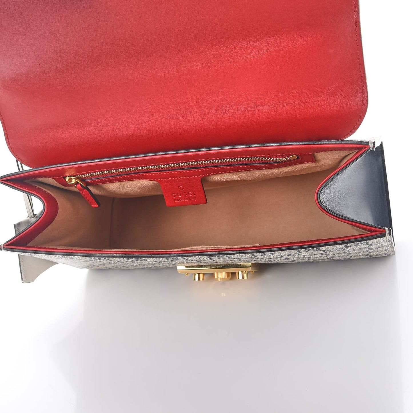 GG Supreme Monogram Moon Calfskin Medium Padlock Shoulder Bag Beige Blue Hibiscus Red Mystic White