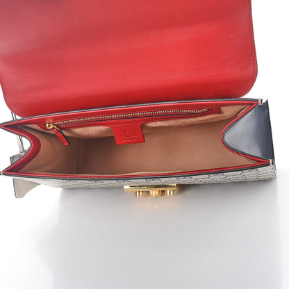 Gucci GG Supreme Monogram Moon Calfskin Medium Padlock Shoulder Bag Beige Blue Hibiscus Red Mystic White 6 of 8
