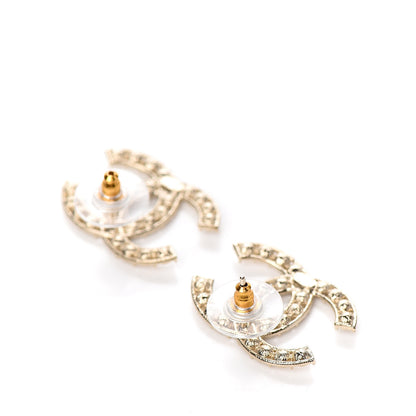 Chanel Crystal CC Earrings Light Gold 3 of 5