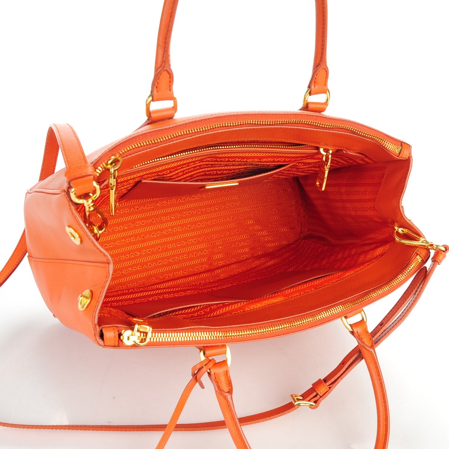 Saffiano Medium Galleria Double Zip Tote Papaya