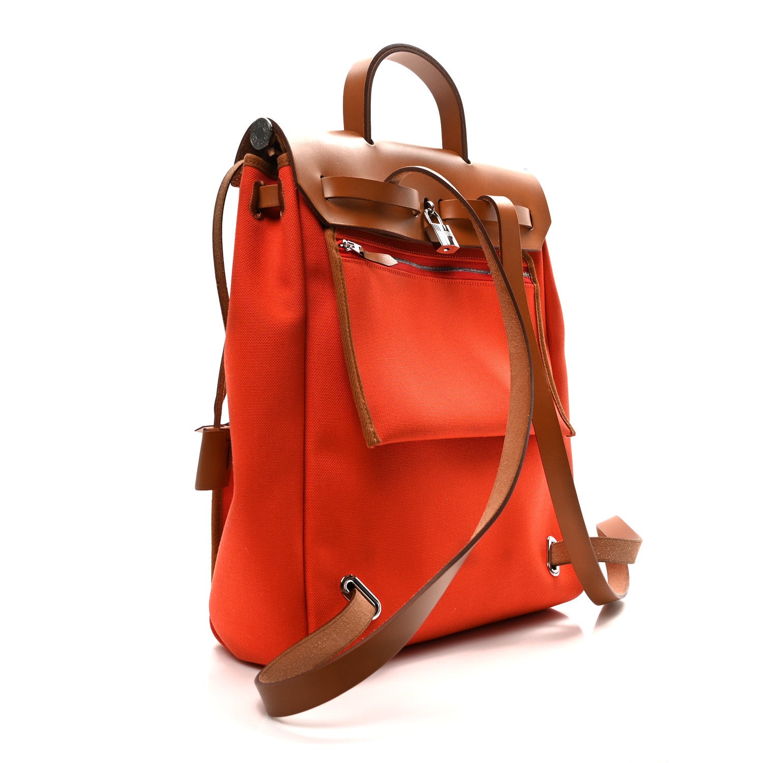 Hermes Military Toile Vache Hunter Herbag a Dos Zip Retourne Backpack Orange Mecano Fauve 4 of 10