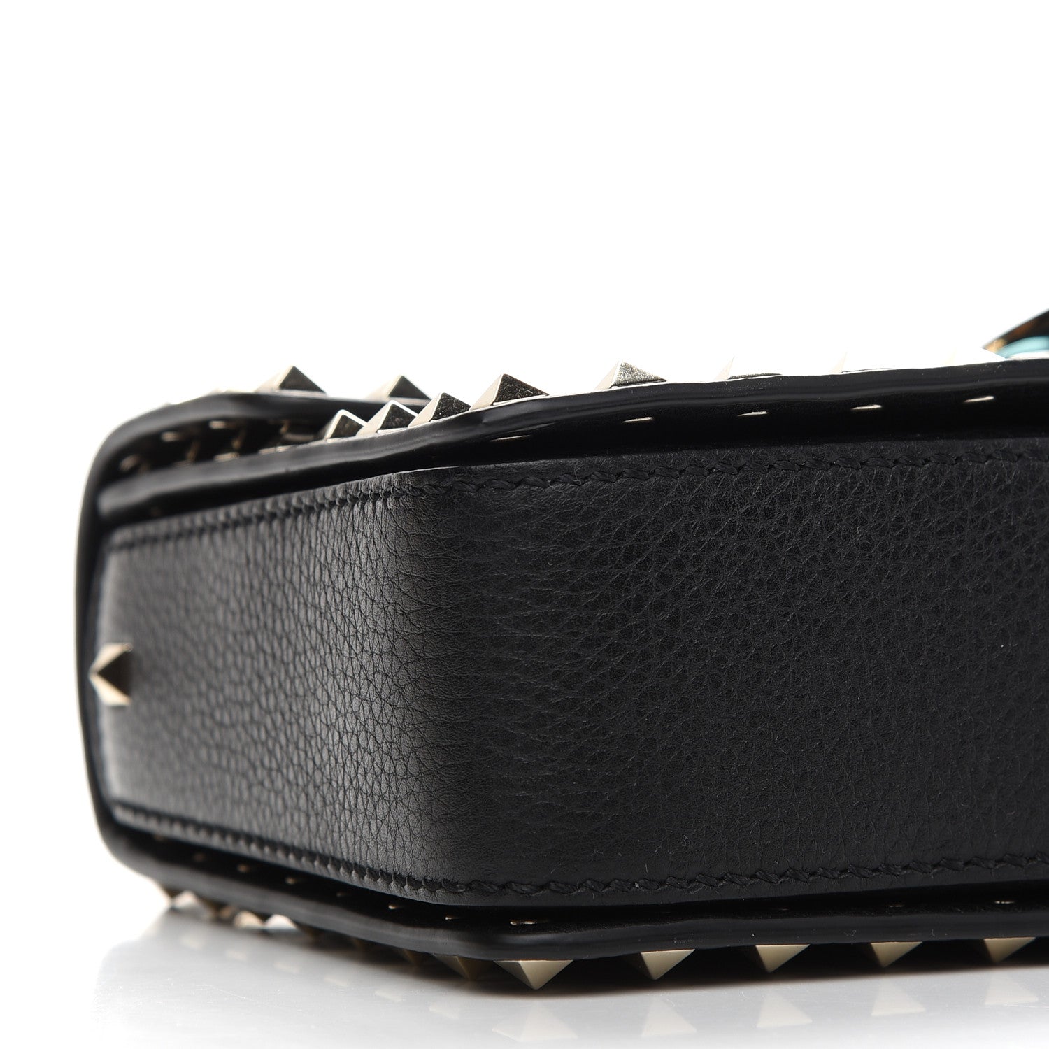 Valentino Garavani Grained Calfskin Medium Rockstud Chain Bag Black 6 of 7