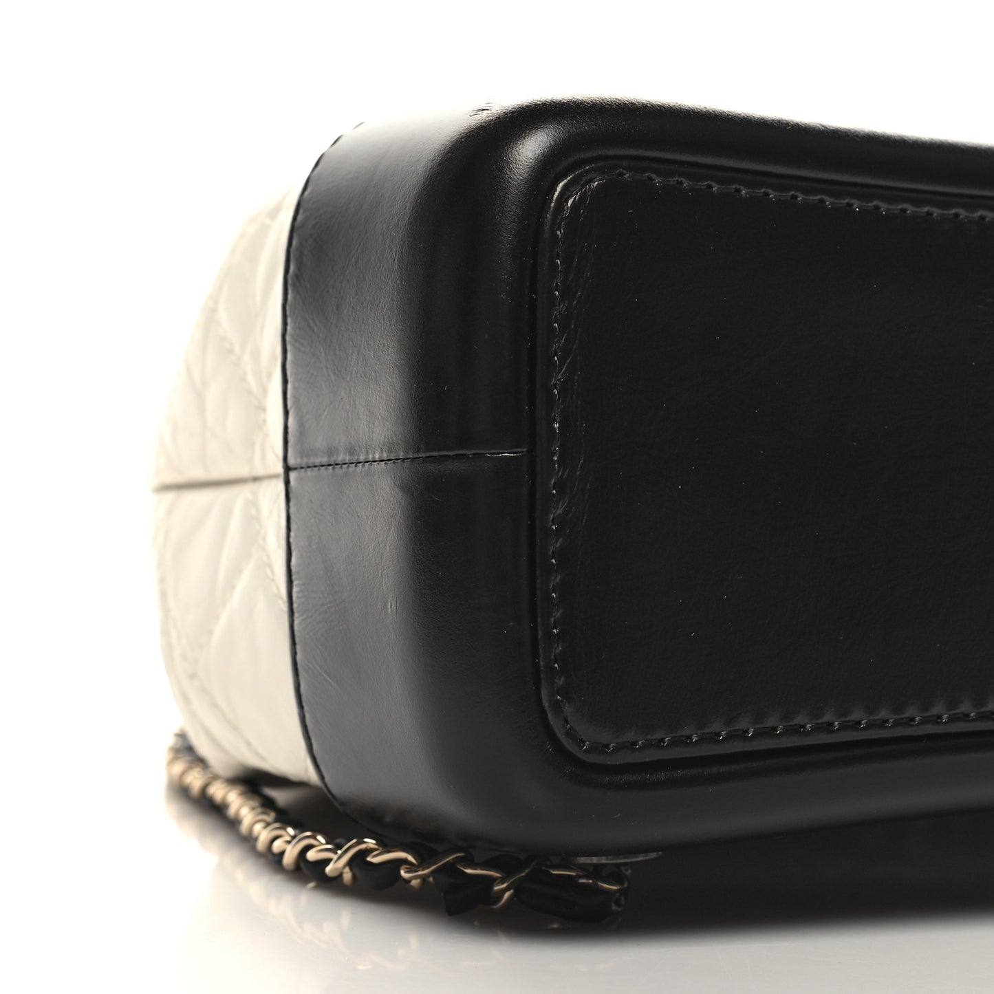 Aged Calfskin Quilted Small Gabrielle Backpack Black White