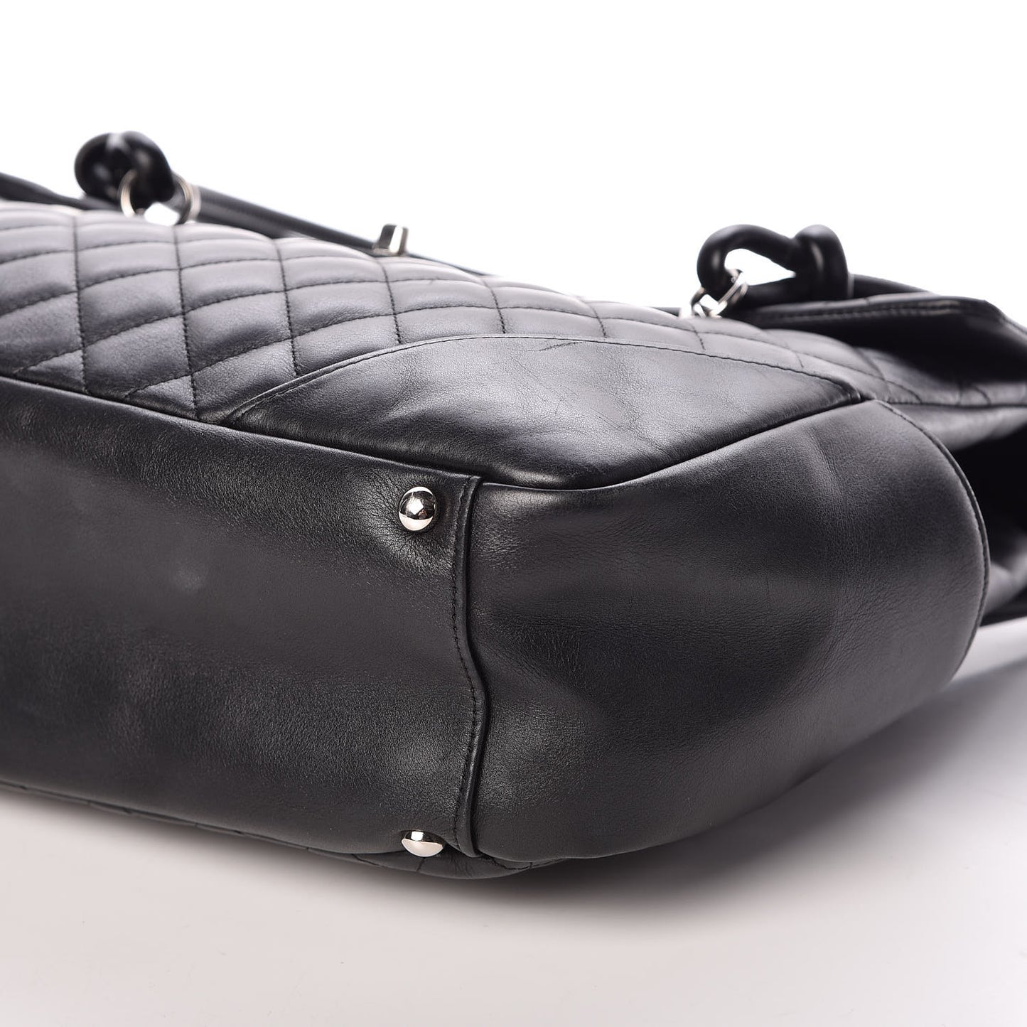 Calfskin Quilted Large Cambon Flap Black White