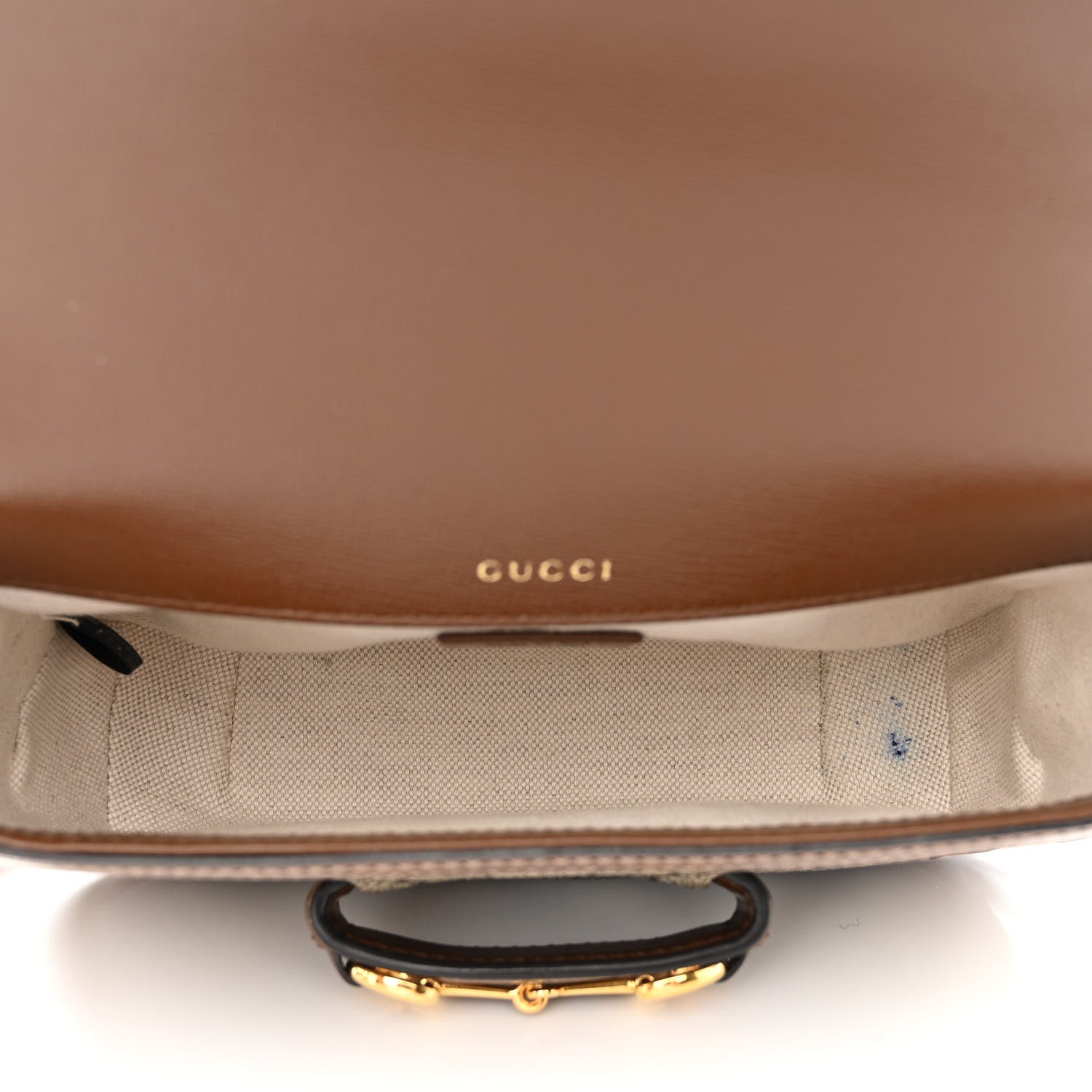 Gucci GG Supreme Monogram Azalea Calfskin Web Mini Horsebit 1955 Shoulder Bag Beige Ebony Brown Sugar 5 of 12