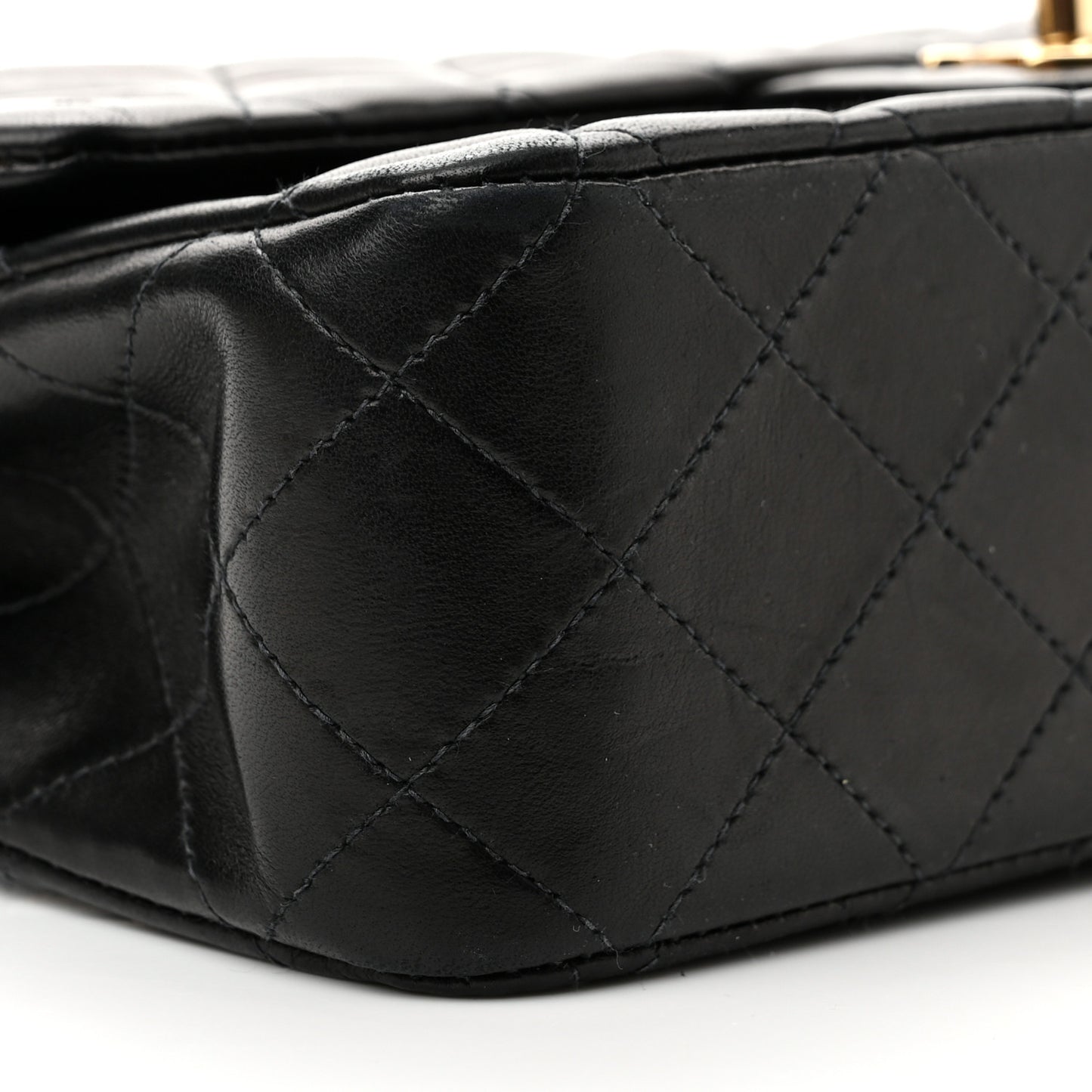 Lambskin Quilted Medium Double Flap Black
