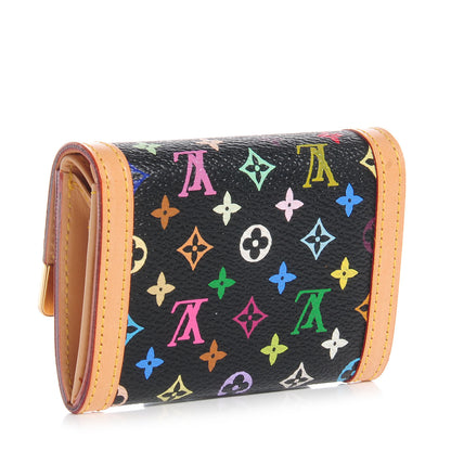 Louis Vuitton Monogram Multicolor Porte-Monnaie Plat Coin Purse Black 3 of 8