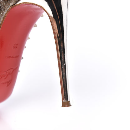 Christian Louboutin Glitter Mini Specchio Follies Spikes 100 Pumps 38 Ivory Colombe Metal 8 of 9