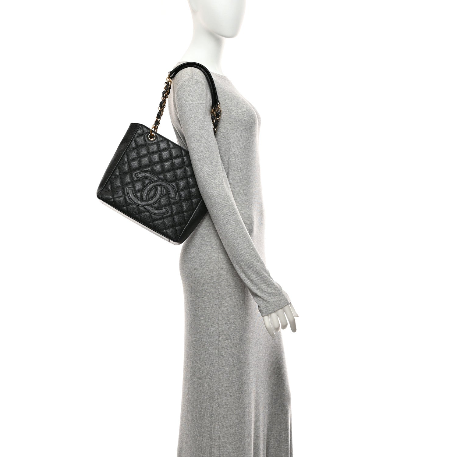 Chanel Caviar Quilted Petit Shopping Tote PST Black 2 of 10