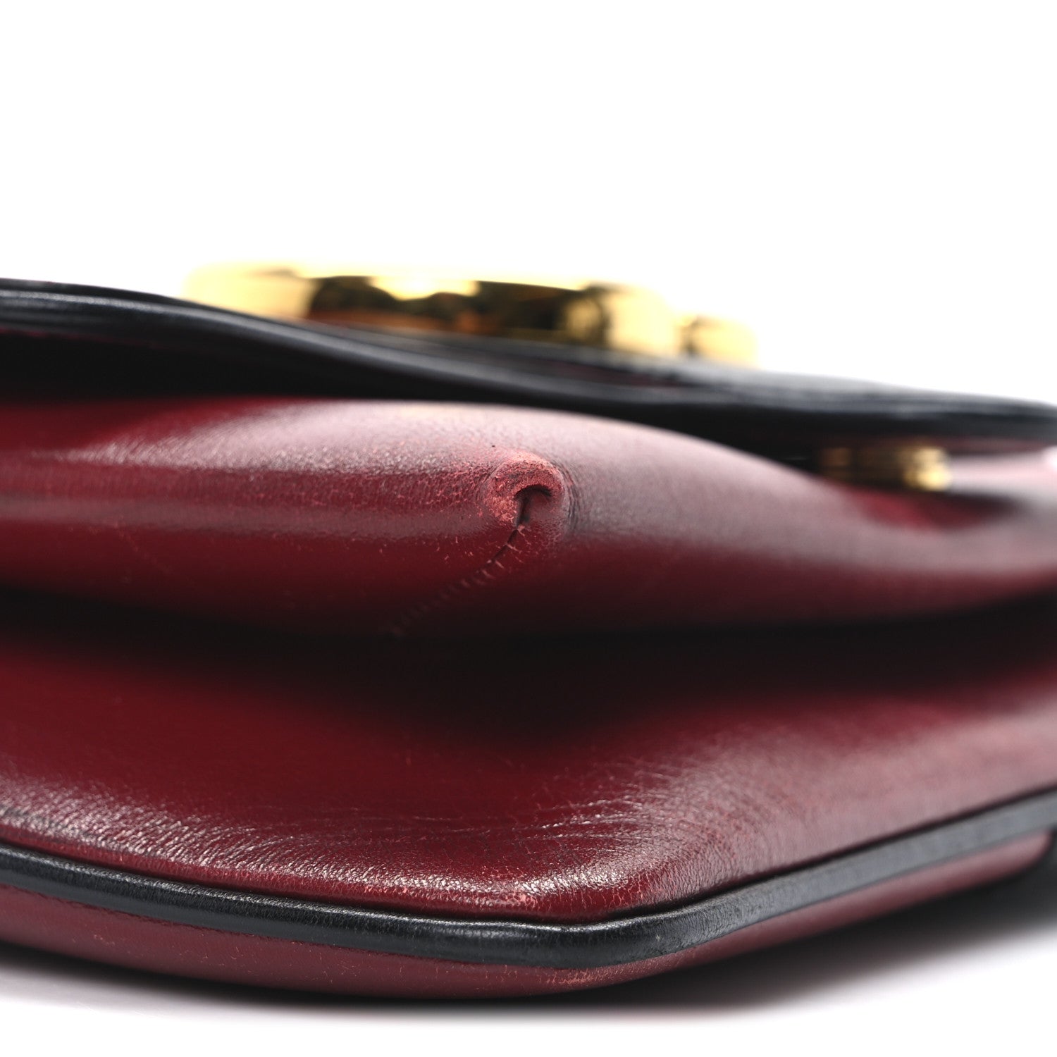 Gucci Vitello Palmellato Lux Bi-Color Small Arli Flap Shoulder Bag New Cherry Red Black 9 of 11