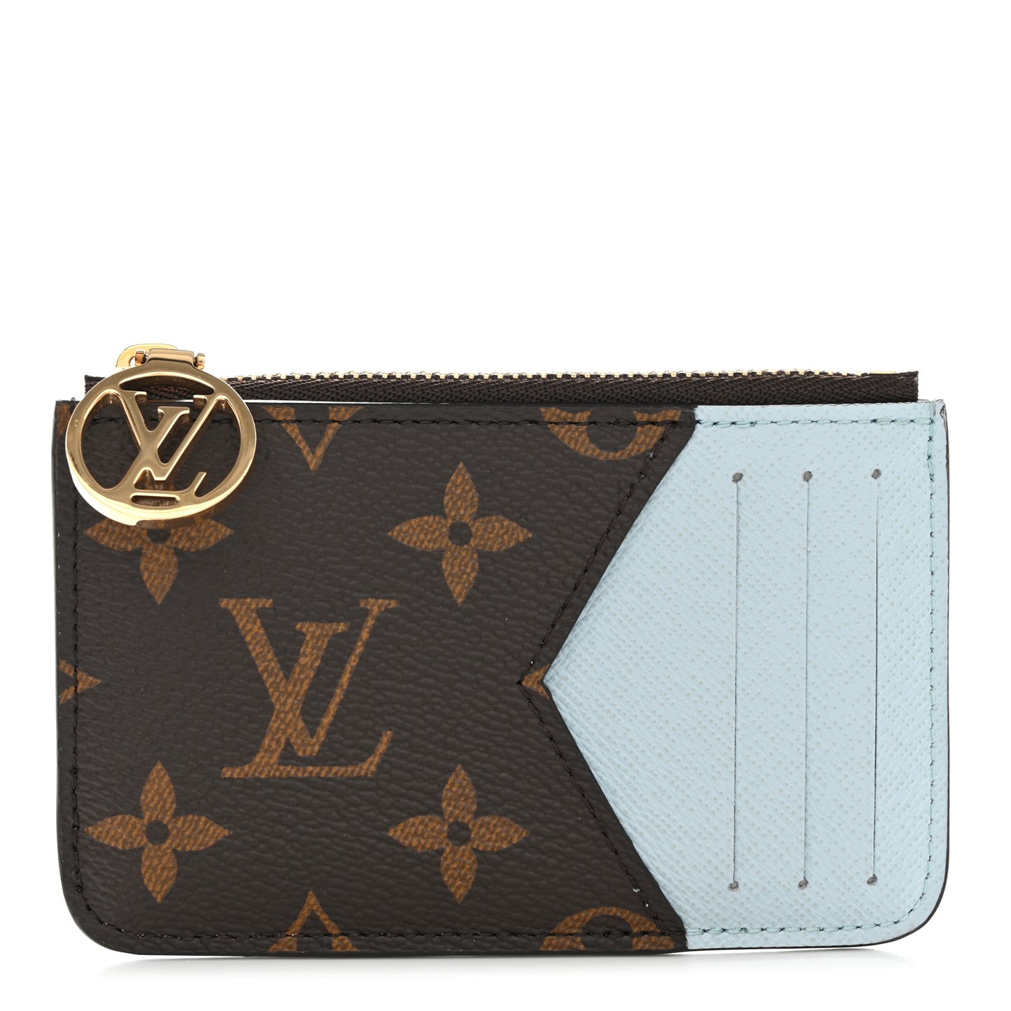 Monogram Zipped Romy Card Holder Olympe Blue