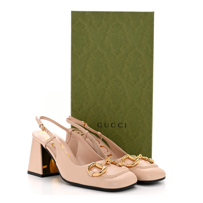 Gucci Malaga Kid Horsebit 75mm Slingback Pumps 35.5 Skin Rose 9 of 9