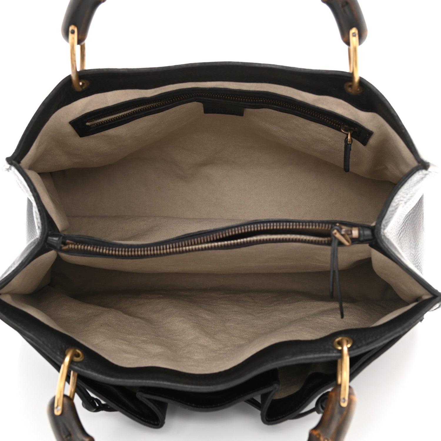 Gucci Calfskin Bamboo Handle Tote Black 5 of 13