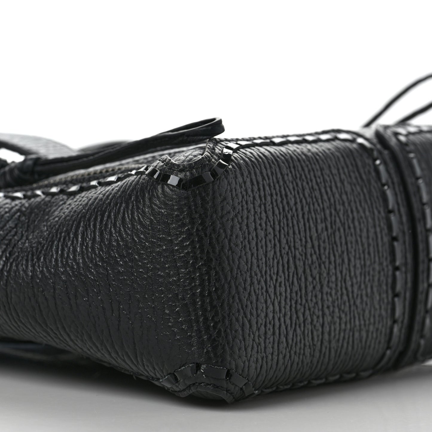 Textured Calfskin Mini Whipstitch Pashli Satchel Black