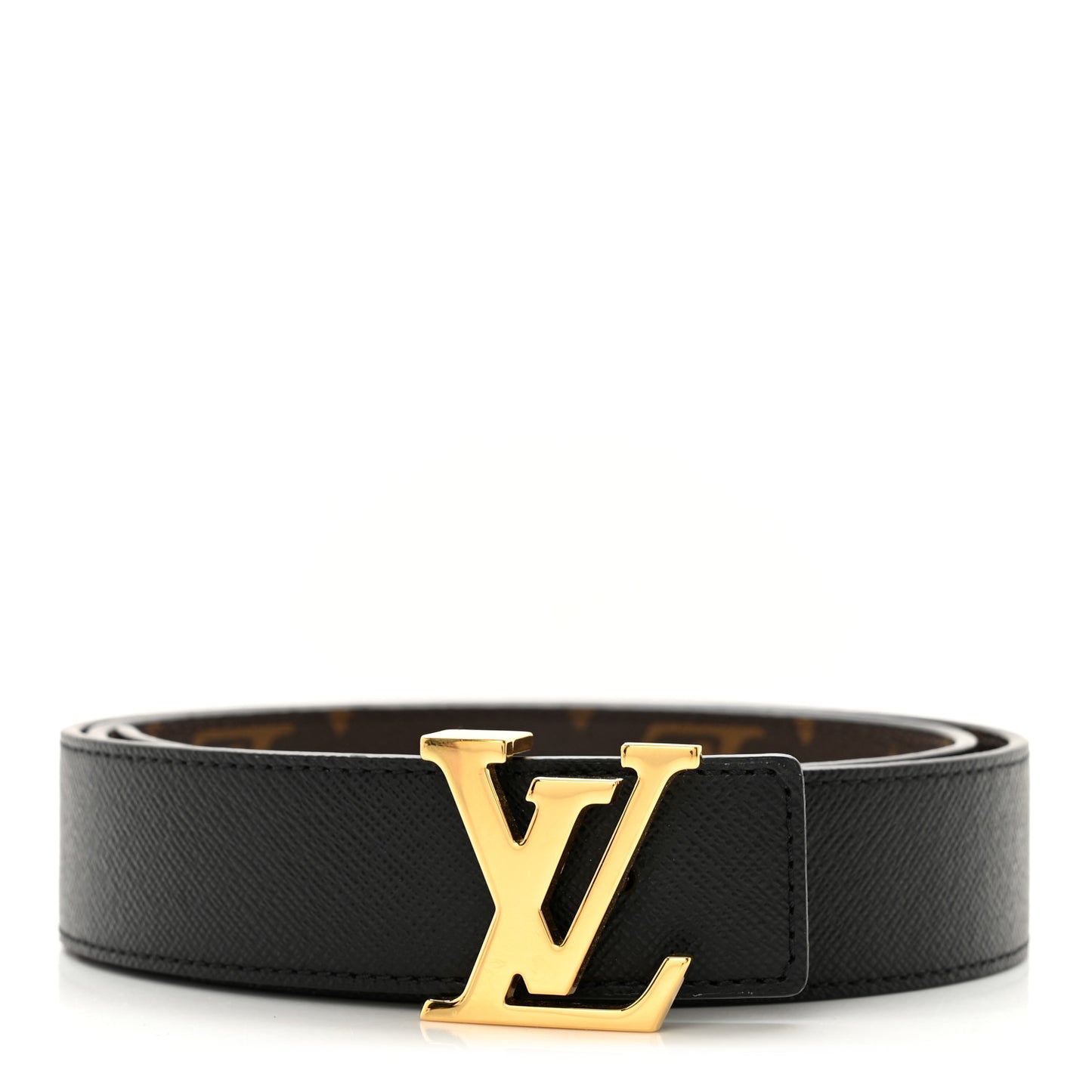Calfskin Monogram 30mm LV Initiales Reversible Belt 75/30 Black