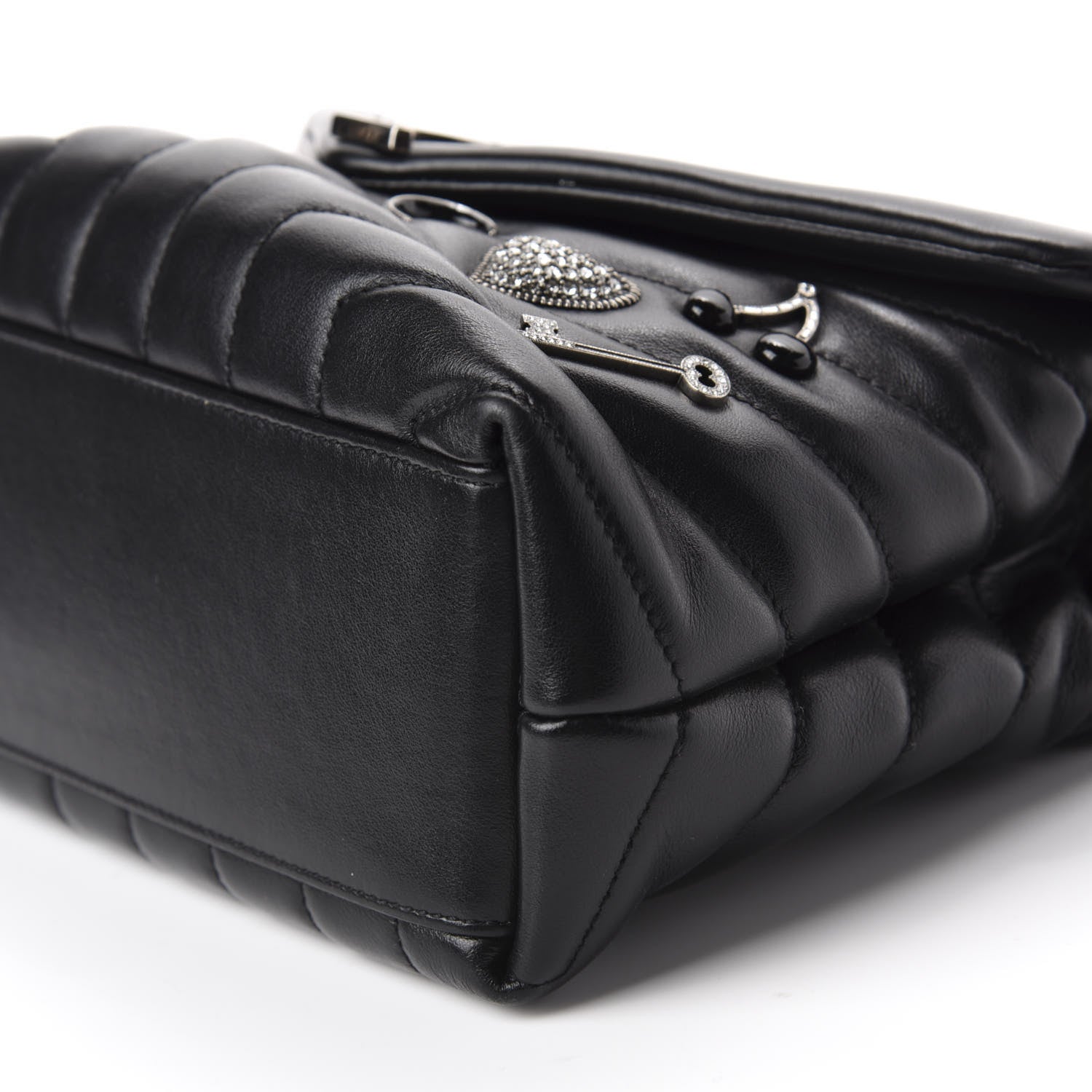 Saint Laurent Calfskin Y Quilted Monogram Small Charm Loulou Chain Satchel Black 7 of 11