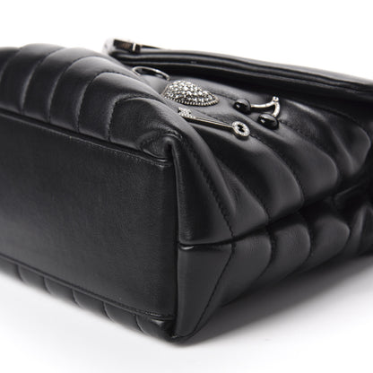 Saint Laurent Calfskin Y Quilted Monogram Small Charm Loulou Chain Satchel Black 7 of 11