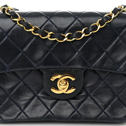 Chanel Lambskin Quilted Mini Square Flap Navy Blue 8 of 10