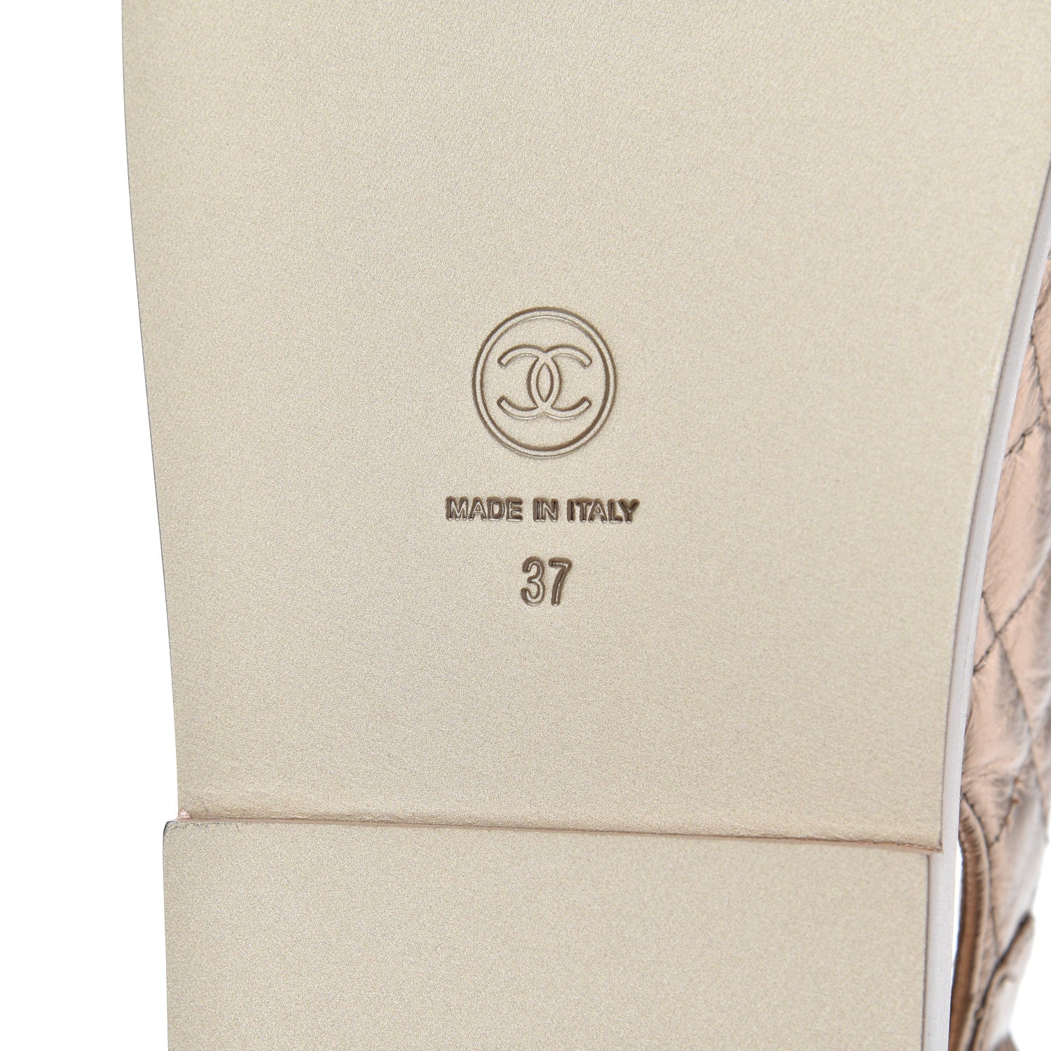 Chanel Iridescent Lambskin Quilted CC Dad Sandals 37 Light Bronze 7 of 9