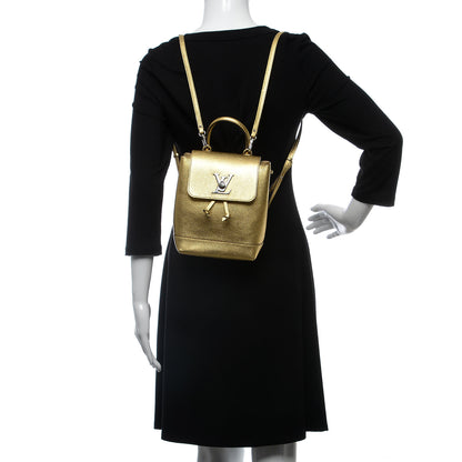 Louis Vuitton Metallic Calfskin Lockme Mini Backpack Gold 2 of 8