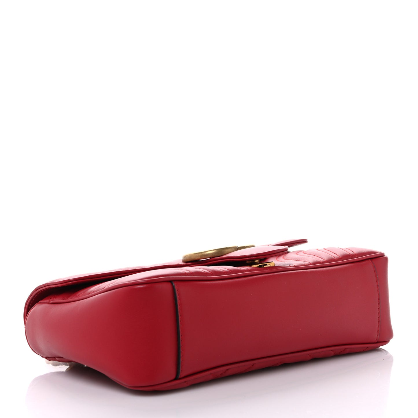 Calfskin Matelasse Small GG Marmont Shoulder Bag Hibiscus Red