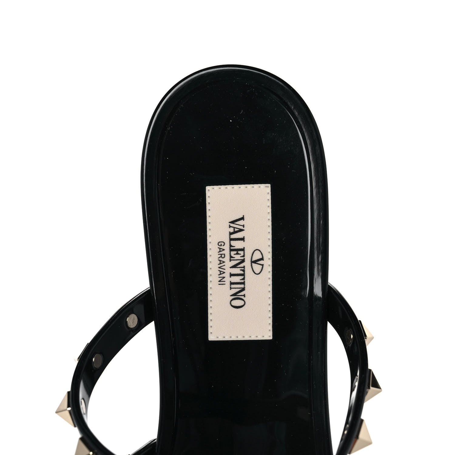 Valentino Garavani PVC Jelly Rockstud Caged Flat Thong Sandals 39 Black 5 of 8