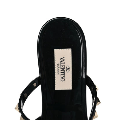 Valentino Garavani PVC Jelly Rockstud Caged Flat Thong Sandals 39 Black 5 of 8
