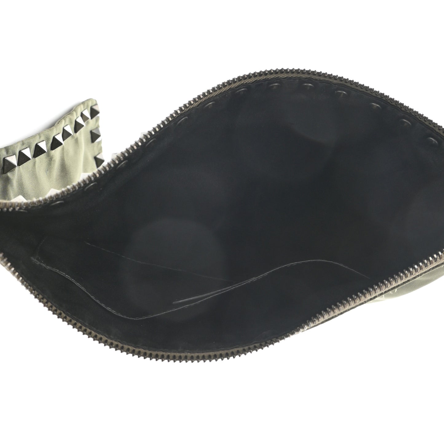 Nylon Rockstud Zip Pouch Army Green
