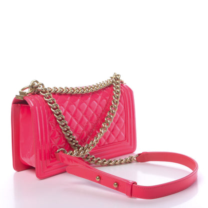 Chanel Patent Quilted Medium Boy Flap Pink 3 of 10