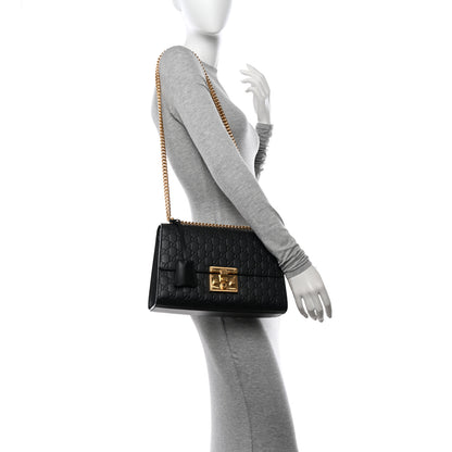 Gucci Guccissima Medium Padlock Shoulder Bag Black 2 of 12
