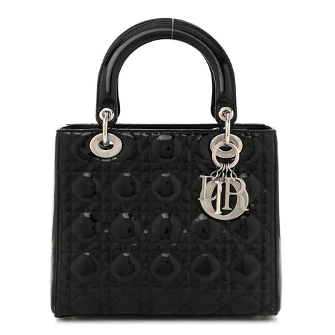 Patent Cannage Medium Lady Dior Black