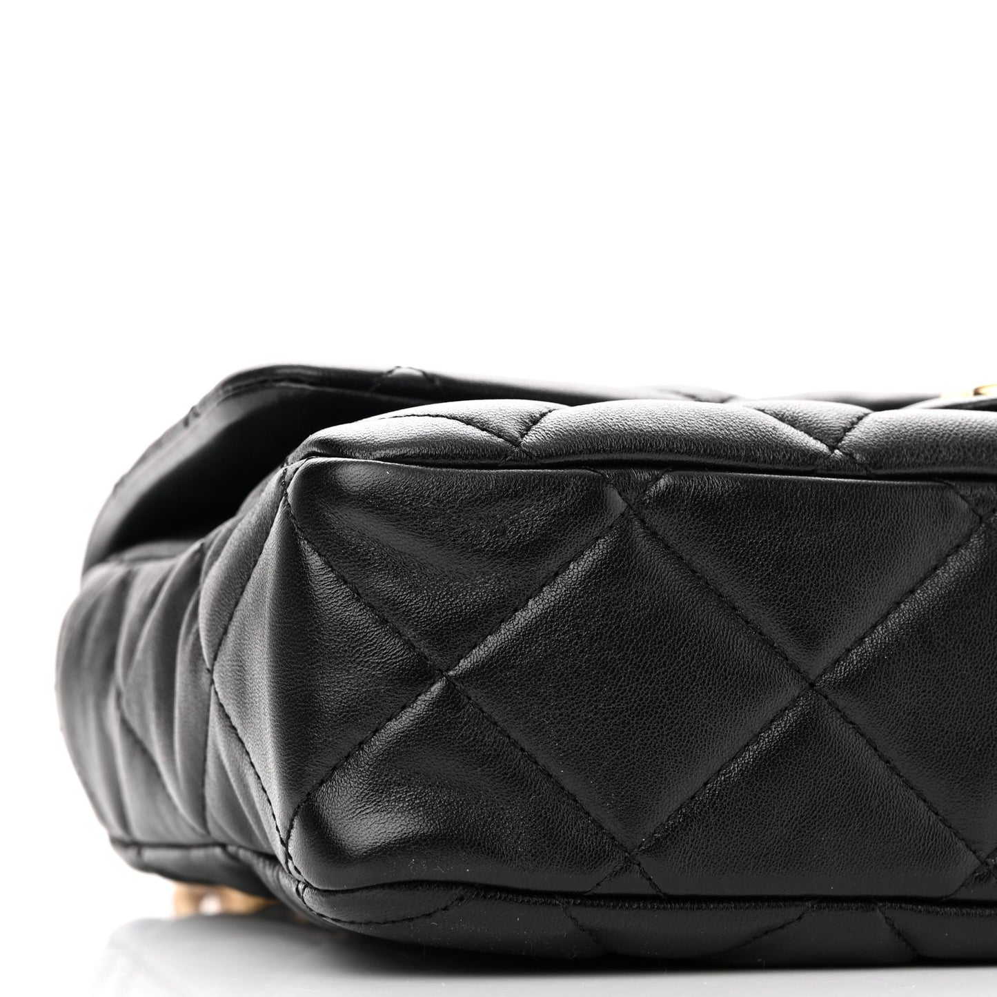 Lambskin Quilted Large CC Funky Town Flap Black