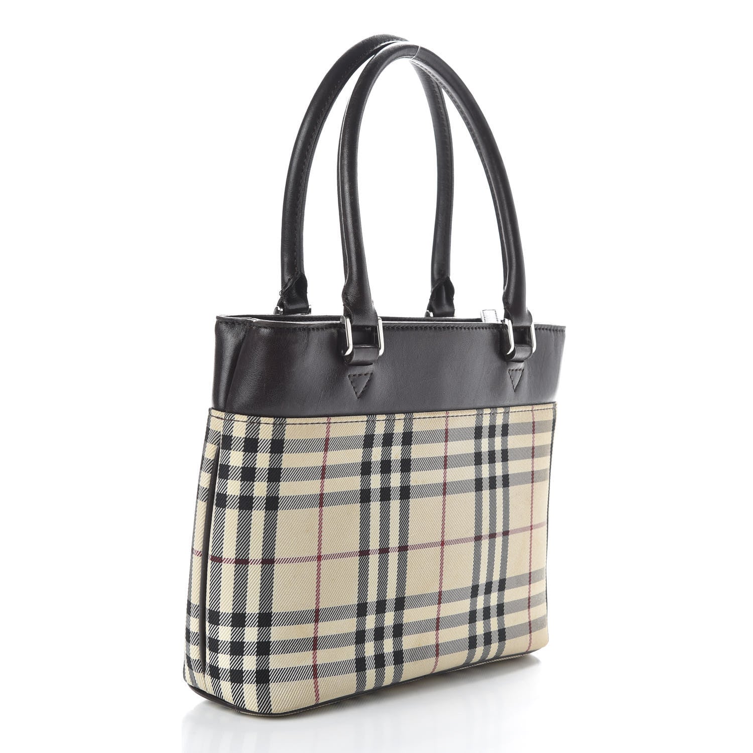 Burberry Calfskin House Check Small Tote Black 3 of 8