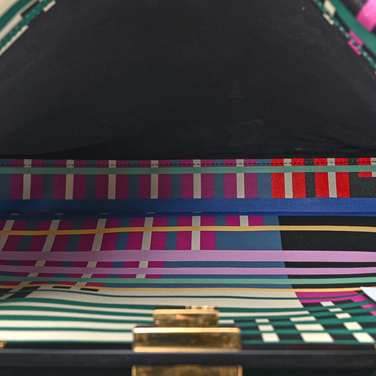 Vitello Seta Digital Print Large Peekaboo Iconic Satchel Multicolor Black