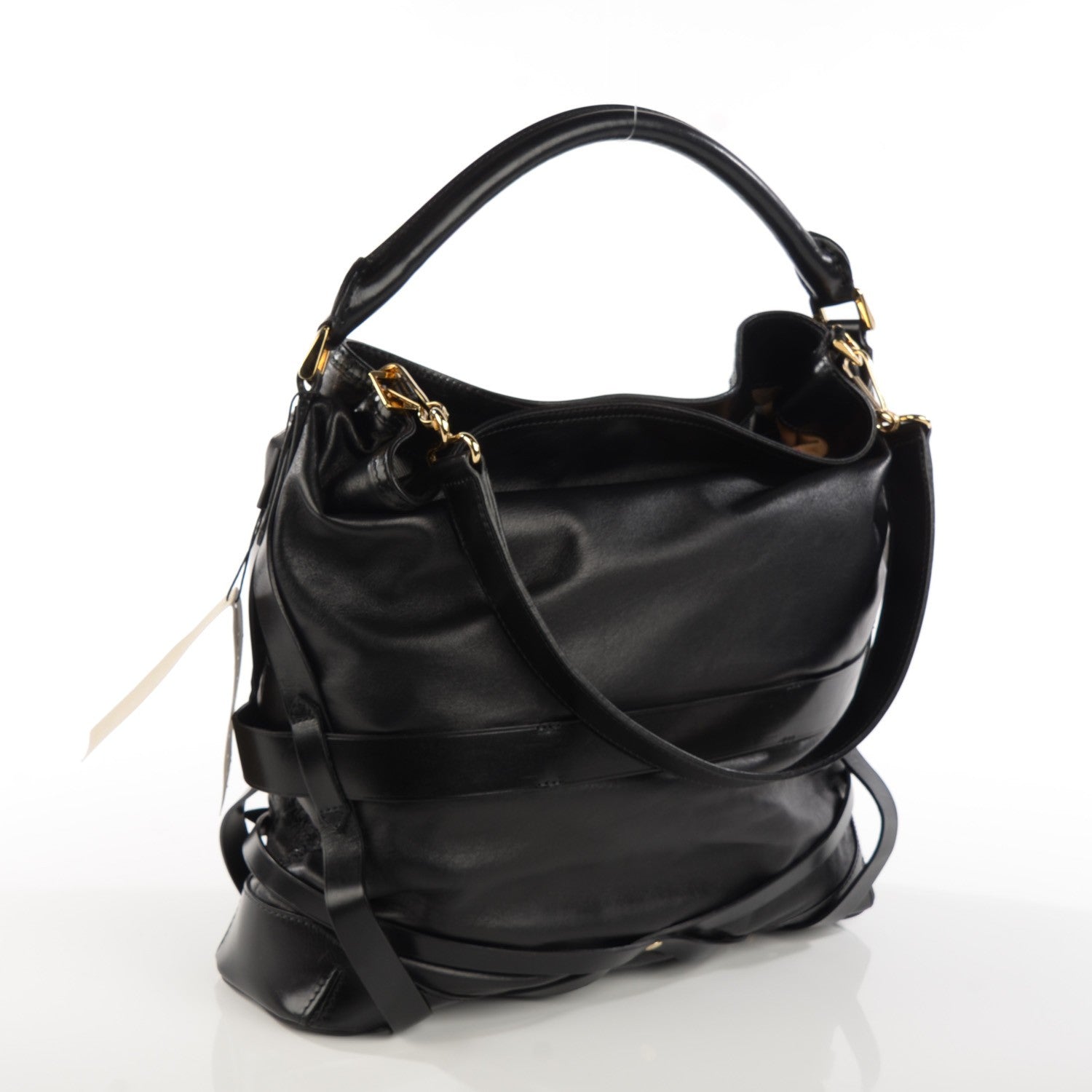 Burberry Soft Lambskin Bridle Calfskin Medium Gosford Hobo Black 3 of 8