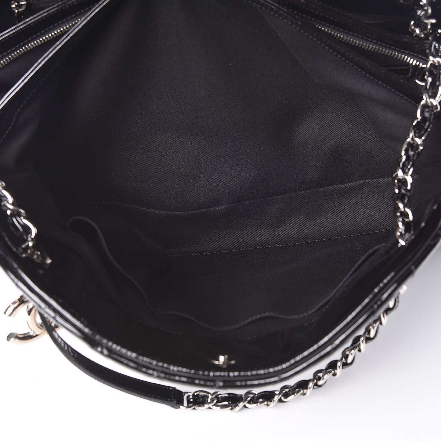 Patent Quilted Maxi Just Mademoiselle Bowling Bag Black
