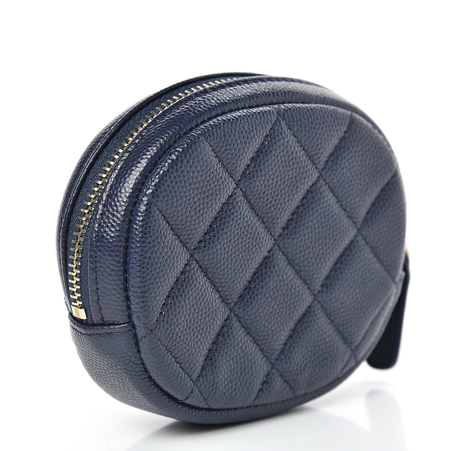 Caviar Quilted Zip Around Classic Coin Purse Navy Blue