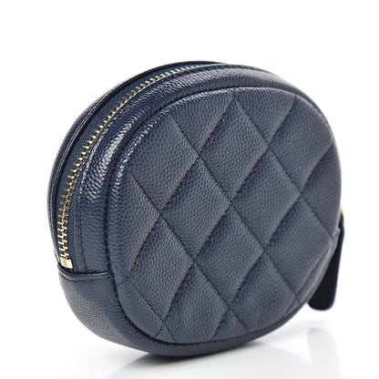 Chanel Caviar Quilted Zip Around Classic Coin Purse Navy Blue 3 of 8