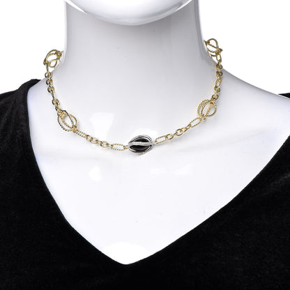 David Yurman Sterling Silver 18K Yellow Gold Diamond Black Onyx Lantana Station Necklace 2 of 6