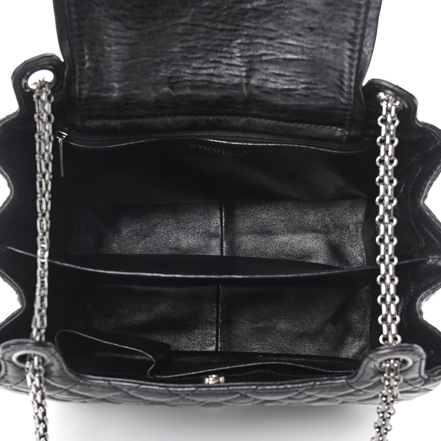 Metallic Aged Calfskin Quilted Reissue 2.55 Accordion Flap Black