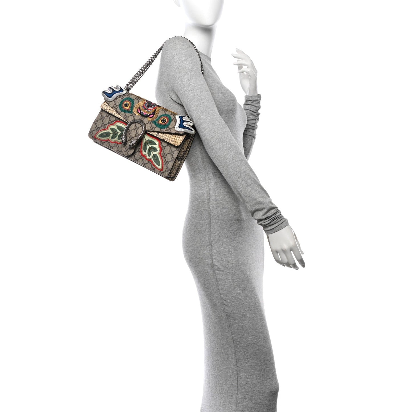 GG Supreme Monogram Snakeskin Embroidered Small Dionysus Shoulder Bag
