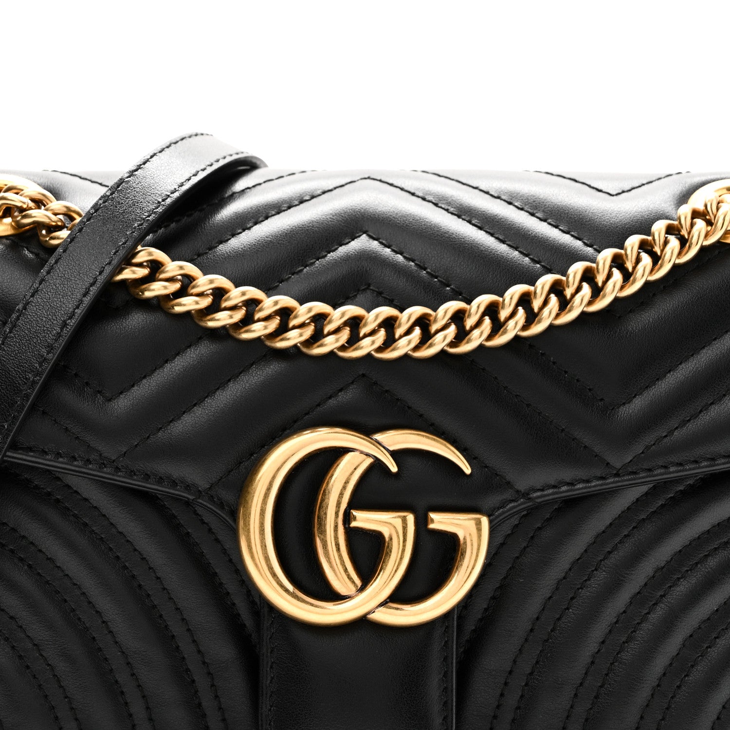 Gucci Calfskin Matelasse Small GG Marmont Shoulder Bag Black 8 of 10