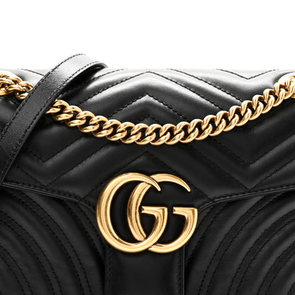 Gucci Calfskin Matelasse Small GG Marmont Shoulder Bag Black 8 of 10