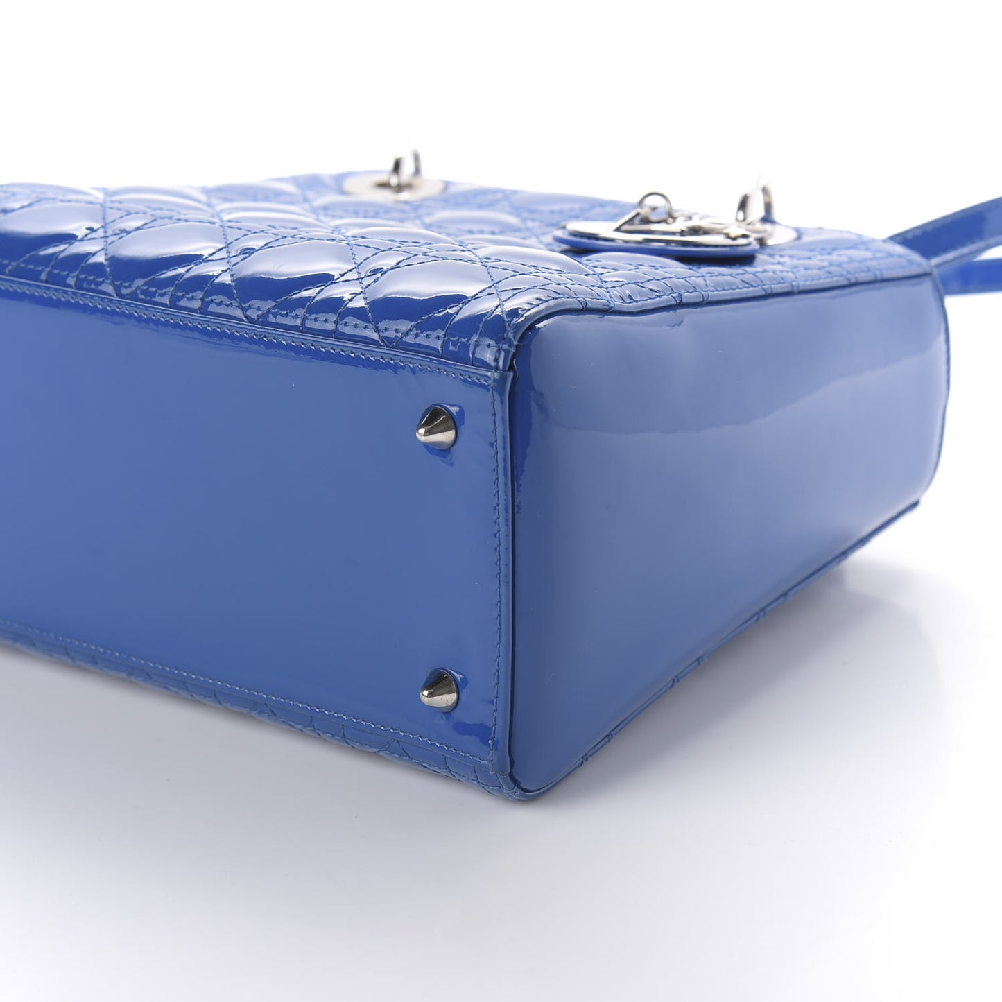 Patent Cannage Medium Lady Dior Blue