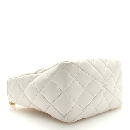 Chanel Lambskin Quilted Small Top Handle Shopping Bag White 3 of 8