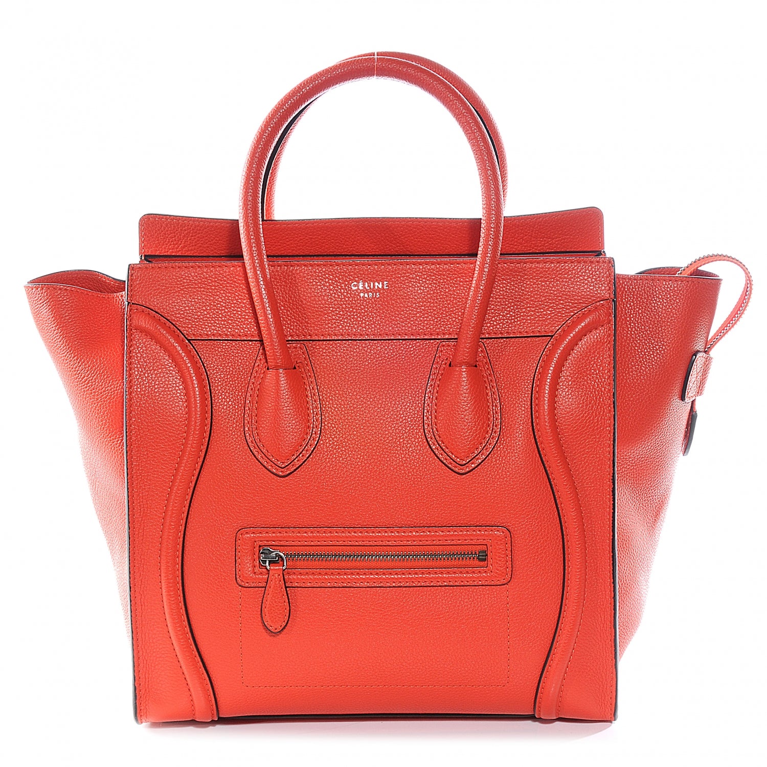 Celine Drummed Calfskin Mini Luggage Bag Vermillion 1 of 10