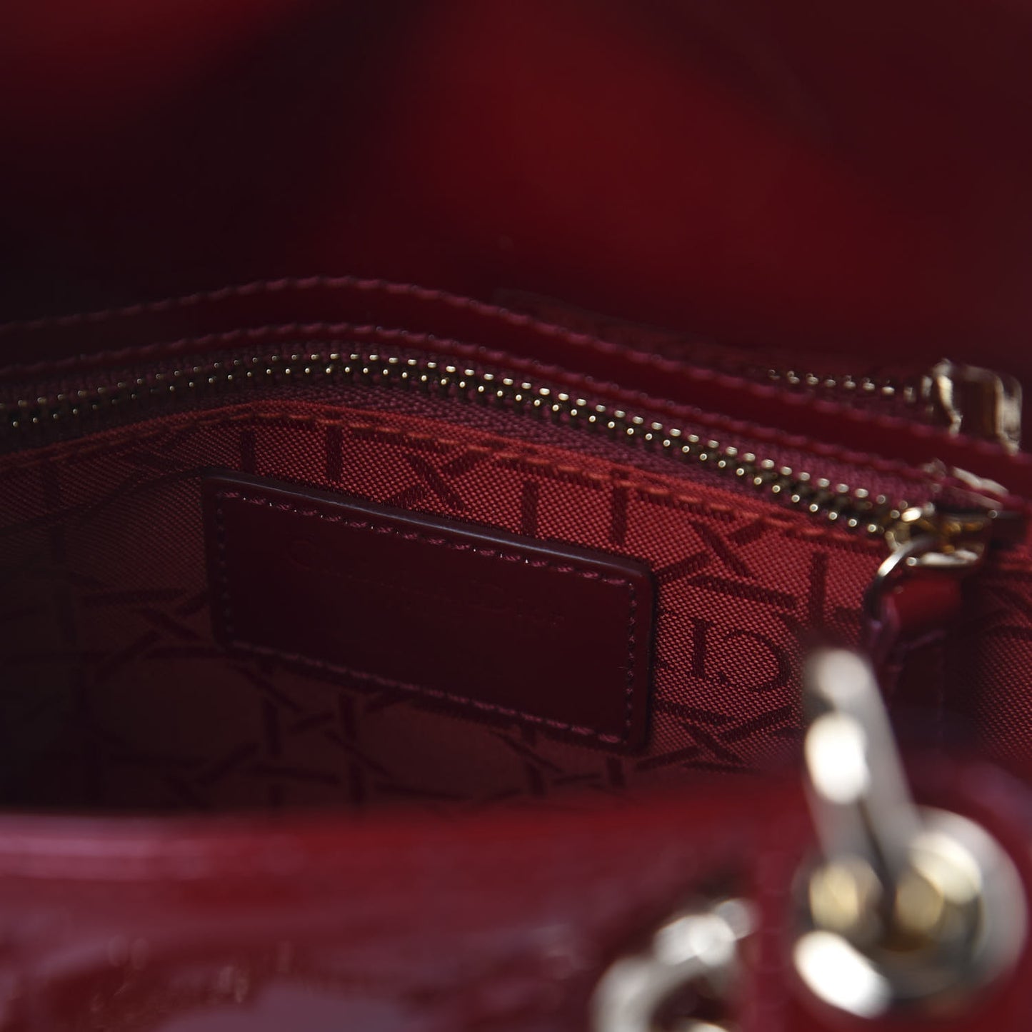 Patent Cannage Mini Lady Dior Red