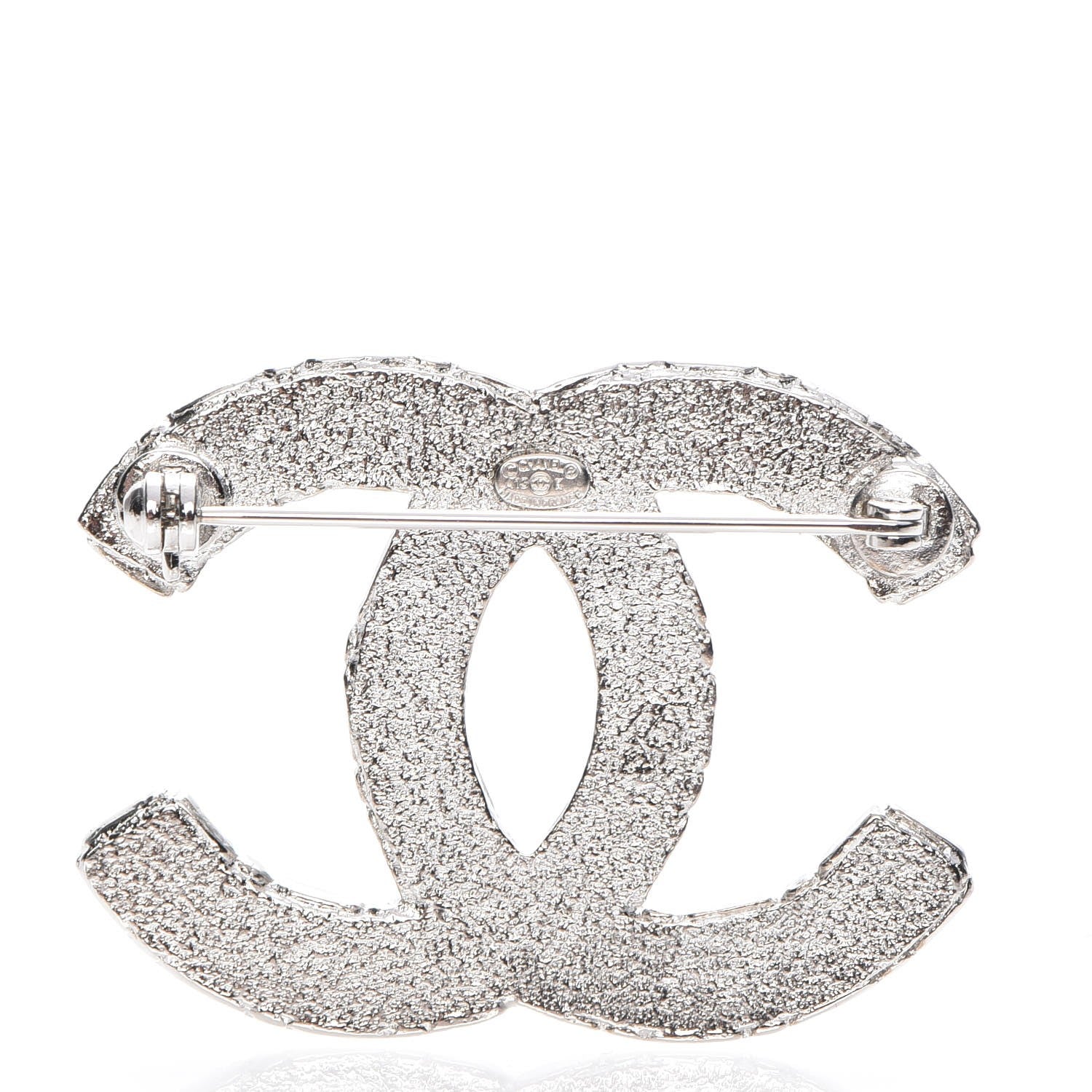 Chanel Swarovski Crystal CC Brooch Silver 3 of 5