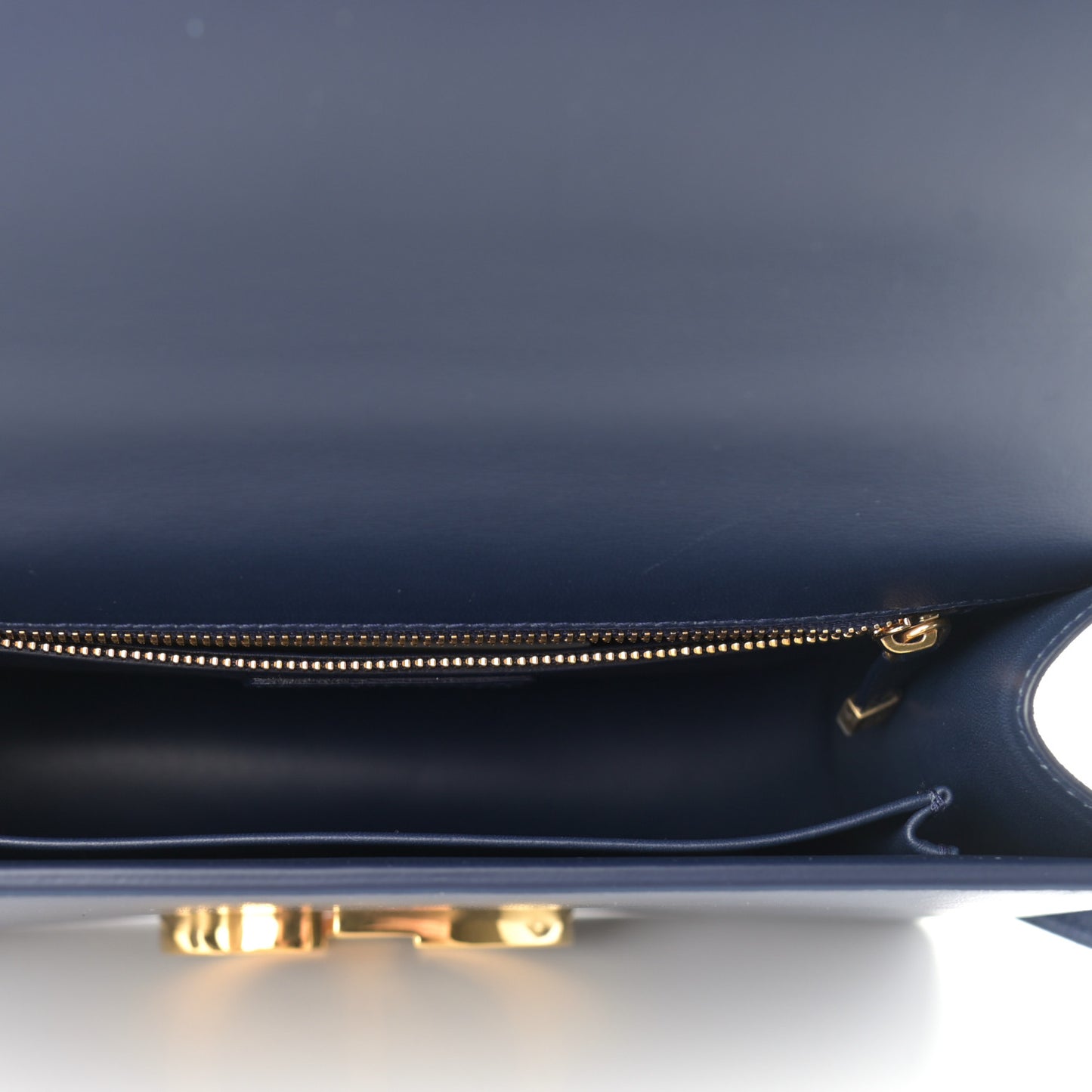 Shiny Crinkled Lambskin 30 Montaigne Flap Bag Indigo