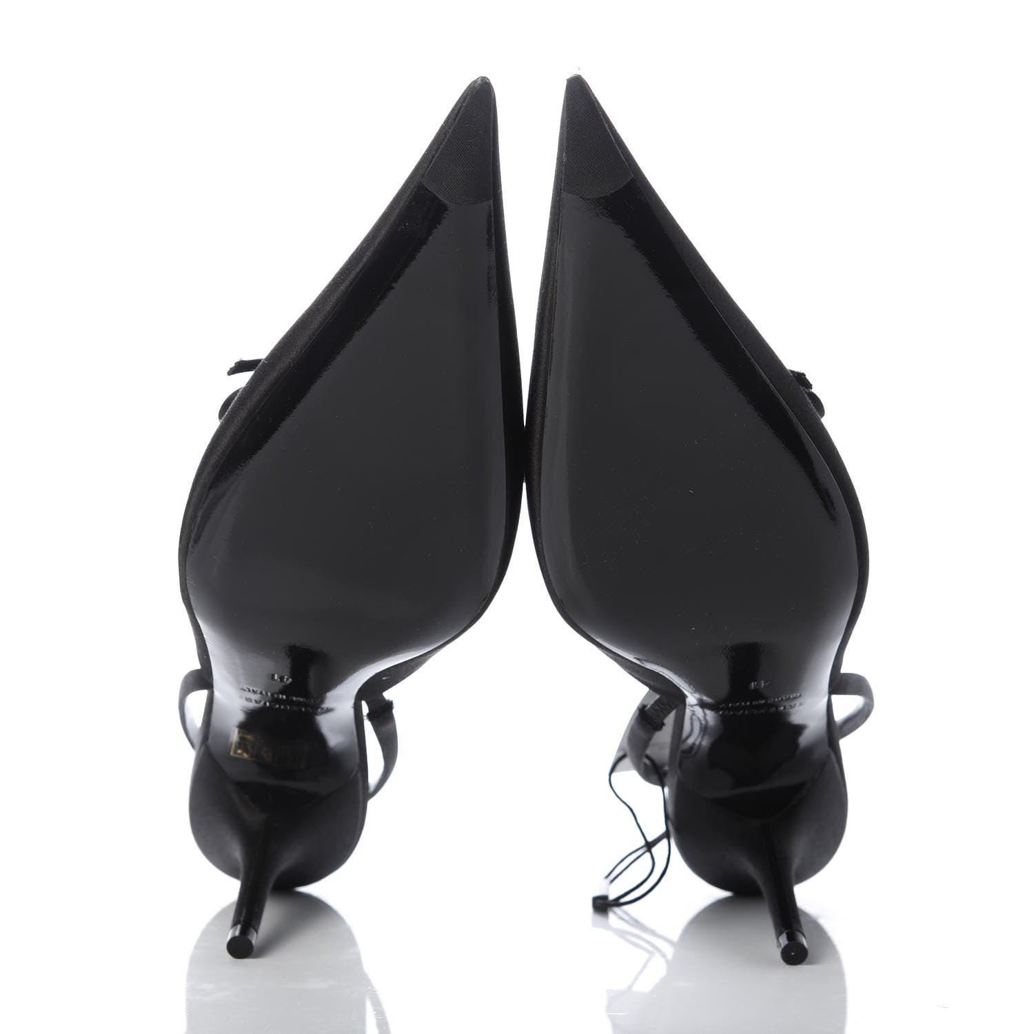 Balenciaga Satin Pointed Toe Knife Slingback Mules 41 Black 5 of 9